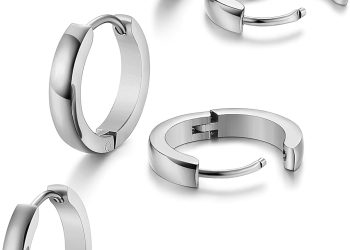 Jstyle 3Pairs Stainless Steel Mens Womens Hoop Earrings Huggie Ear Piercings Hypoallergenic