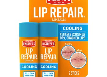 O’Keeffe’s Lip Repair Lip Balm With Cooling Relief for Dry, Cracked Lips – Stick (Twin Pack) –