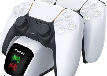 NexiGo Enhanced PS5 Controller Charger, Dual Charing Station with LED Indicator, High Speed, Fast