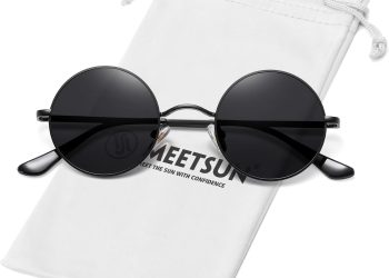 MEETSUN Small Round Polarized Sunglasses for Men Women Retro Vintage Circle Hippie Sun Glasses