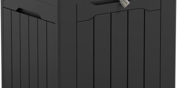Greesum 31 Gallon Resin Deck Box Large Outdoor Storage for Patio Furniture, Garden Tools, Pool