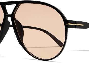 Retro Aviator Sunglasses for Women Men Oversized Classic 70s Vintage Trendy Tangle Free Square