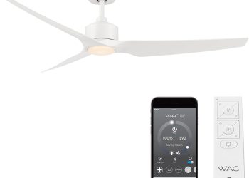 WAC Smart Fans Stella Indoor and Outdoor 3-Blade Smart Home Ceiling Fan 60in Matte White with 3000K…