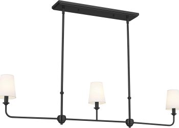 Kichler Pallas 3-Light Linear Chandelier in Black, Classic Ceiling Light Fixture with Optional Line…
