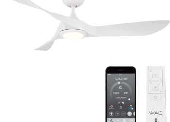 WAC Smart Fans Swirl Indoor and Outdoor 3-Blade Smart Home Ceiling Fan 54in Matte White Adjustable …