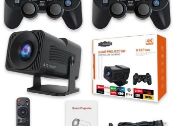 GATBGEFU X12 PLUS retro gaming projector,4K HD TV video game stick, Portable projector with 10000+