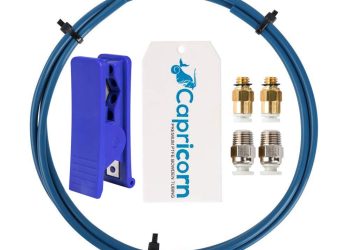 Capricorn Bowden PTFE Tubing 1M XS Series 1.75MM Filament with 2X PC4-M6 & 2X PC4-M10 Pneumatic