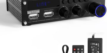 Sunbuck Mini Amplifier, 2 Channel Stereo Amplifier, Power Amplifier Max 300Wx2 Output, Bluetooth