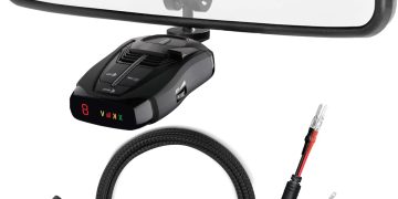 Radar Detector Rearview Mirror Mounting Bracket,13.8″ Radar Detector Hard Wire Power Cord Mirror