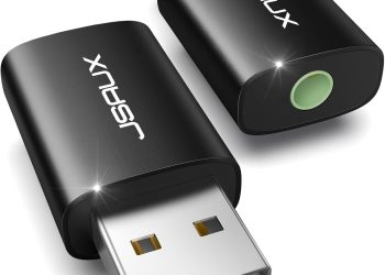 JSAUX 2 Pack USB to 3.5mm Jack Audio Adapter – External Stereo Sound Card for PS4, PS5, Headphones,