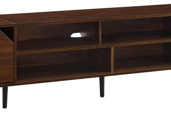 Walker Edison Nora Modern Minimal Open-Shelf TV Stand for TVs up to 90 Inches, 80 Inch, Dark Walnut