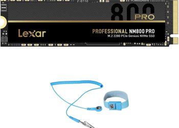 Lexar NM800 Pro 2TB PCIe Gen4 NVMe M.2 Internal SSD, Bundle with Green Extreme 6′ Anti-Static Wrist