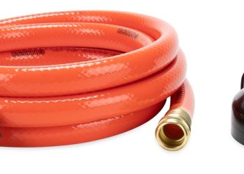 Camco RhinoFlex 10-Ft RV Clean-Out Gray/Black Water Hose with Rinser Cap | Features 4-Way Water