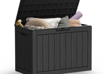 45 Gallon Outdoor Storage Box, Resin Deck Box Waterproof, Storage Chest for Outside Patio Furniture