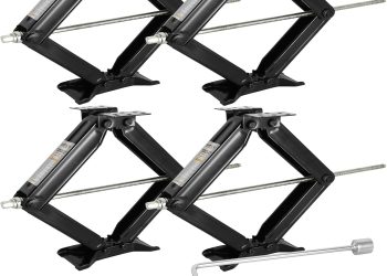 WEIZE Set of 4 Camper RV Trailer Stabilizer Leveling Scissor Jacks with Handle 24″ 6500lbs