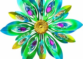 53 Inch Wind Spinner – Outdoor Metal Peacock Wind Sculptures for Garden, Patio, Yard, Lawn