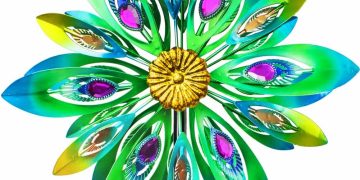 53 Inch Wind Spinner – Outdoor Metal Peacock Wind Sculptures for Garden, Patio, Yard, Lawn