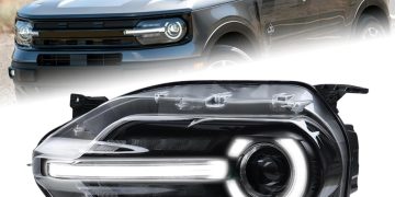 Left Driver Side Full LED DRL Headlight Compatible for 2021 2022 2023 2024 Ford Bronco Sport With S…