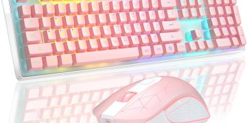 Gaming Keyboard and Mouse Combo, K1 RGB LED Backlit Keyboard with 104 Keys Computer PC Gaming