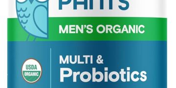 SmartyPants Multivitamin for Men, Organic Gummies: Probiotics, CoQ10, Methylfolate, Omega 3 (ALA),