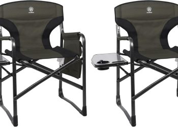 EVER ADVANCED Lightweight Folding Directors Chairs Outdoor, Aluminum Camping Chair with Side Table