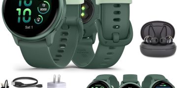 Garmin Vivoactive 6 Smartwatch Metallic Jasper Green with Jasper Green Band Best Fitness GPS Smart-…