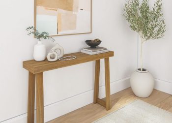 Plank+Beam Solid Wood Console Table, 46.25 Inch, Sofa Table, Narrow Entryway Table for Hallway,