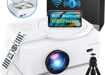 Full HD WiFi Bluetooth Projector Built in DVD Player, 12000LM 1080P Supported, Portable Mini DVD