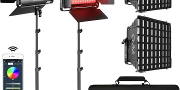 GVM 1000D RGB Led Video Light with 2 Softboxes, Photography Lighting Kit with Bluetooth Control, Fu…