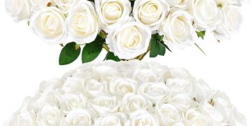 120 Pcs Artificial Roses Bulk Velvet Silk White Roses White Roses for Wedding Centerpieces Bridal