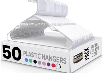 Utopia Home – Plastic Hangers 50 Pack – Perfect Space Saving Clothes Hanger – Durable and Strong
