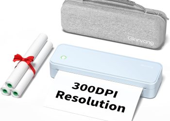 300DPI Portable Printer Wireless for Travel, Inkless Small Bluetooth Printers for Home Use,