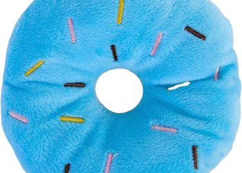 Blue Donut Dog Chew Toy Soft Plush Donut Sound Toy Cute Pet Bite Squeaker Sound Puppy Dog Plush