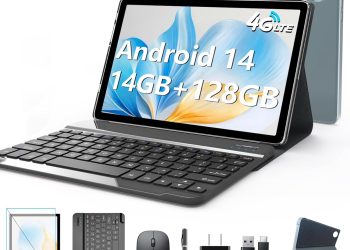 Android 14 Tablet 10 Inch, 4G Cellular Tablets, Octa-Core, 128GB Storage + 14(8+6)GB RAM/ 1TB