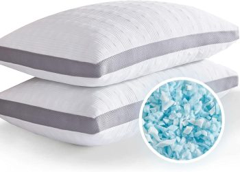 Meoflaw Cooling Pillows Queen Size Set of 2,Shredded Memory Foam Bed Pillows for Sleeping,Queen