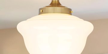 10″ Mid Century Light Fixture Gold Schoolhouse Lights Fixture Schoolhouse Light Fixtures Ceiling