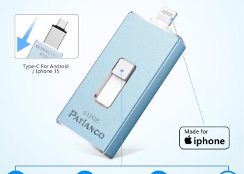 Patianco Apple MFi Certified 512GB iPhone/iPad USB Flash Drive, Lightning Connector, USB 3.0,