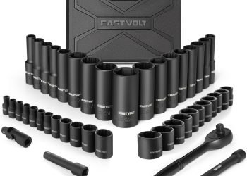 Eastvolt 46 Pieces Drive Socket Ratchet Wrench Set, Mechanic Tool Kits with 72 Teeth Reversible