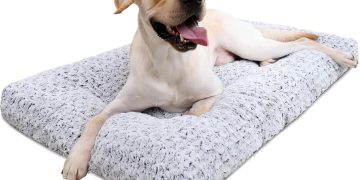 KSIIA Washable Dog Bed Deluxe Plush Dog Crate Beds Comfy Kennel Pad Anti-Slip Pet Sleeping Mat for