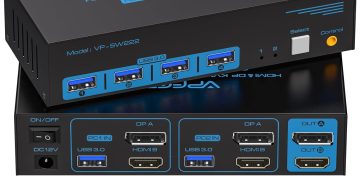 4K@120Hz Kvm Switch 2 Monitors 2 Computers 8K@60Hz HDMI Displayport Dual Monitor KVM Switches 2