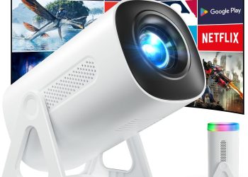 [Built-in Apps & Star Modes & Ambient Light] OPOQO 4K Mini Projector with WiFi and Bluetooth, Full