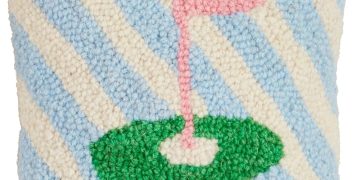 Mud Pie Golf Flag Hook Wool Pillow; 8″ X 8″