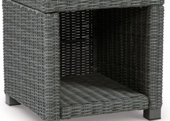 Signature Design by Ashley Elite Park Outdoor Wicker Patio End Table, Gray