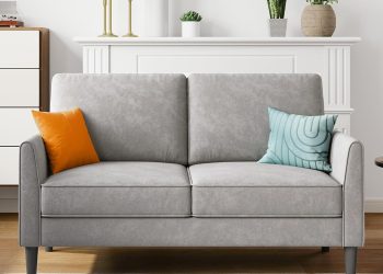 LINSY Loveseat Sofa Couch – Comfy 58″ Small Loveseat for Small Spaces Modern Couches with Thick