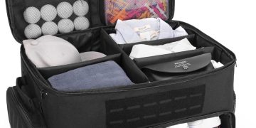 Golf Trunk Organizer Storage with Separate Compartment for 2 Pair Shoes Up to US Mens 16, Golf Car