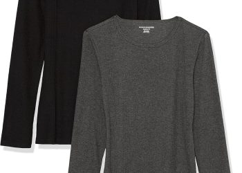 Amazon Essentials Women’s Slim-Fit Long Sleeve Rib Knit Crew Neck Top (Available in Plus Size),