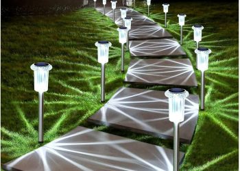 DenicMic Solar Lights Outdoor Pathway Lights 6000K LED Waterproof Acrylic Lamp Head Stainless Steel
