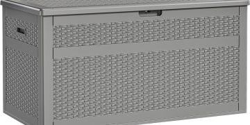 YITAHOME 230 Gallon Large Deck Box with Divider & Side Handles, Outdoor Double-Wall Storage for Pat…