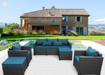 Rattaner Patio Furniture Set 5-Piece Outdoor Furniture Sets Patio Couch Outdoor Chairs Patio Ottoma…