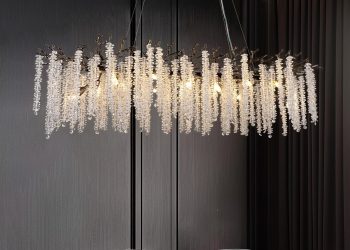 YUYI Black Crystal Chandelier, Modern 47.2″ Rectangular Chandeliers for Dining Room,K9 Large Luxury…